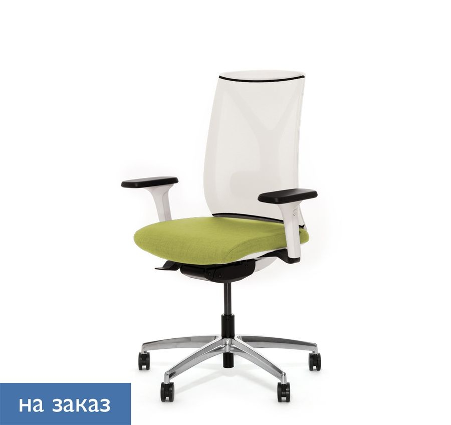 Кресло ДИОН В Меш В 870 4ДВ алум СЛВ 58 Зеленый Белый Хром / DION W Mesh W 4DW alum SLW