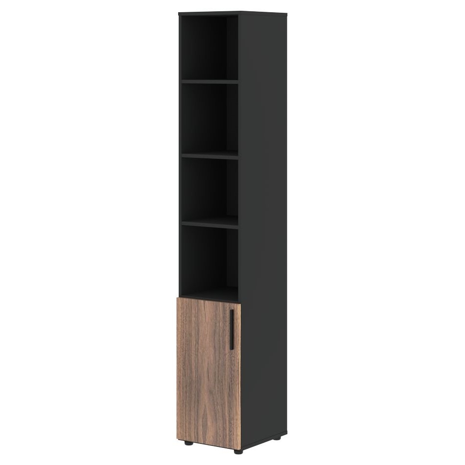 Шкаф-колонка с глухой малой дверью (левый) VELION VENEER VRHCS 40.5 L Американский орех Яшма черная