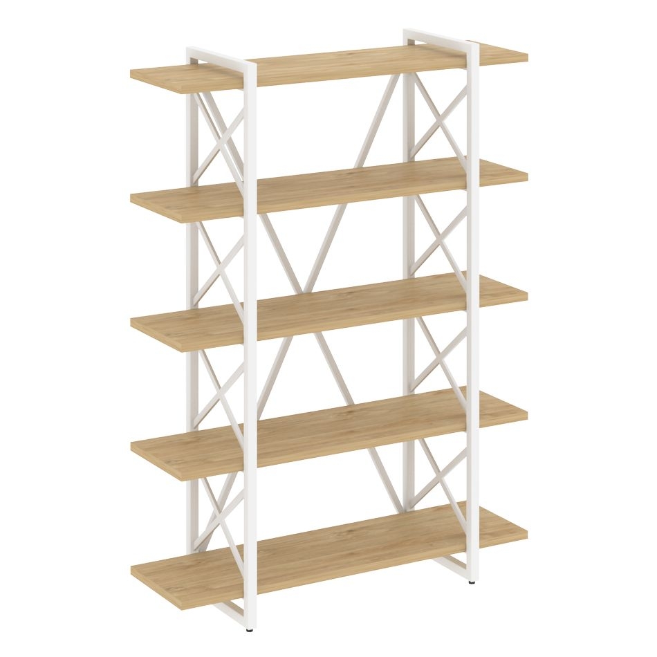 Стеллаж на регулируемых опорах - 5 полок LOFT VR.L-MST.O-5.8V Металл белый Тиквуд светлый