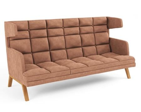 Диван трехместный с высокой спинкой Даллас 3.2 Темный беж экокожа/ткань 4 категория