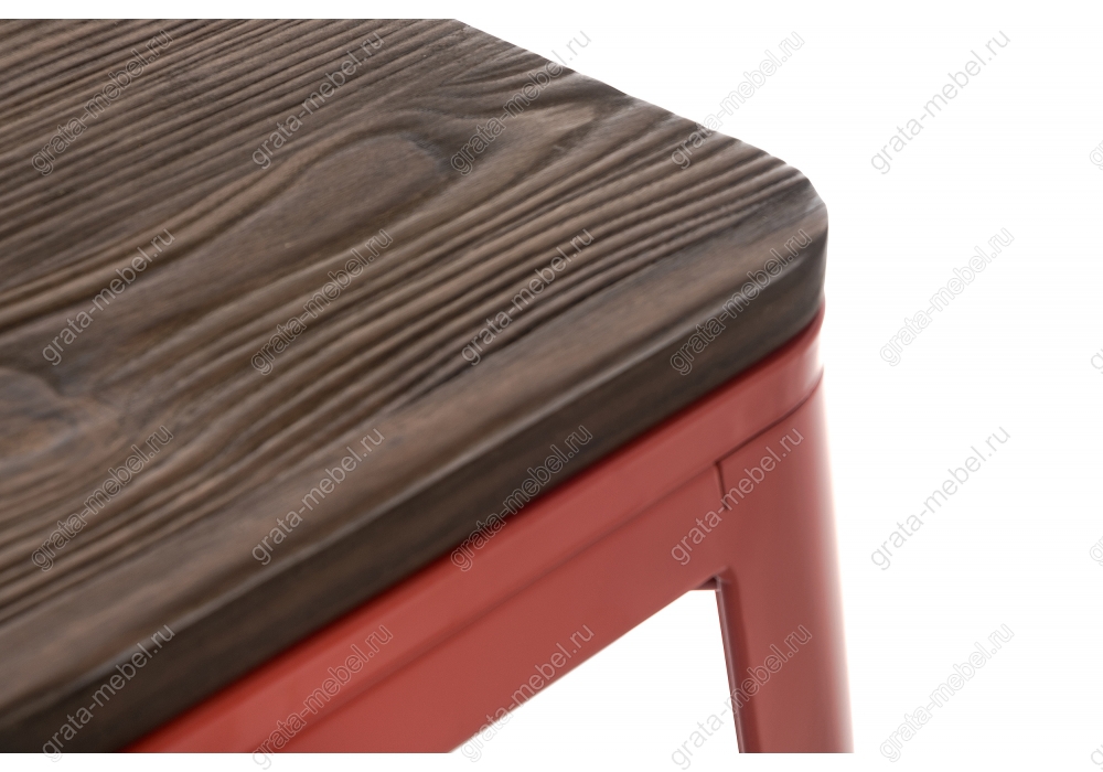 Барный стул Tolix Bar wood CColl T-2103B-26 red / brown walnut
