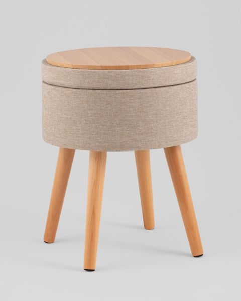 Пуф с ящиком Store Woody рогожка бежевая