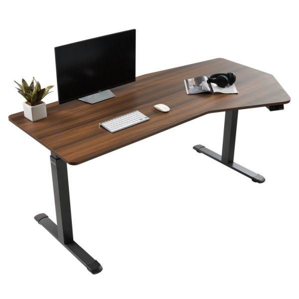 Стол компьютерный с электроприводом Eureka ERK-EDI-HTG-SW (Heptagon), орех