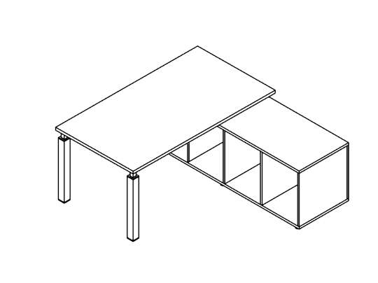 Стол на опорной сервисной тумбе (правый) GDB BLISS BL180TSD Акация Аури