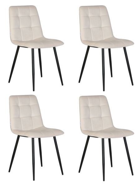 Стул обеденный DOBRIN CHILLY (Кремовый Holland 05, основание черное) 4 шт