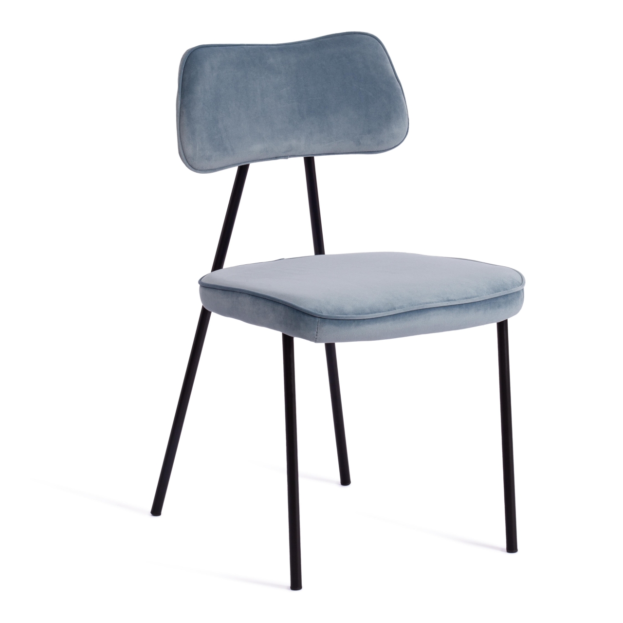 Стул SILVIA (mod. 0139124) металл/вельвет, 46,5х59х82,5 см, голубой S108 (SILVER BLUE 74)/черный/черный