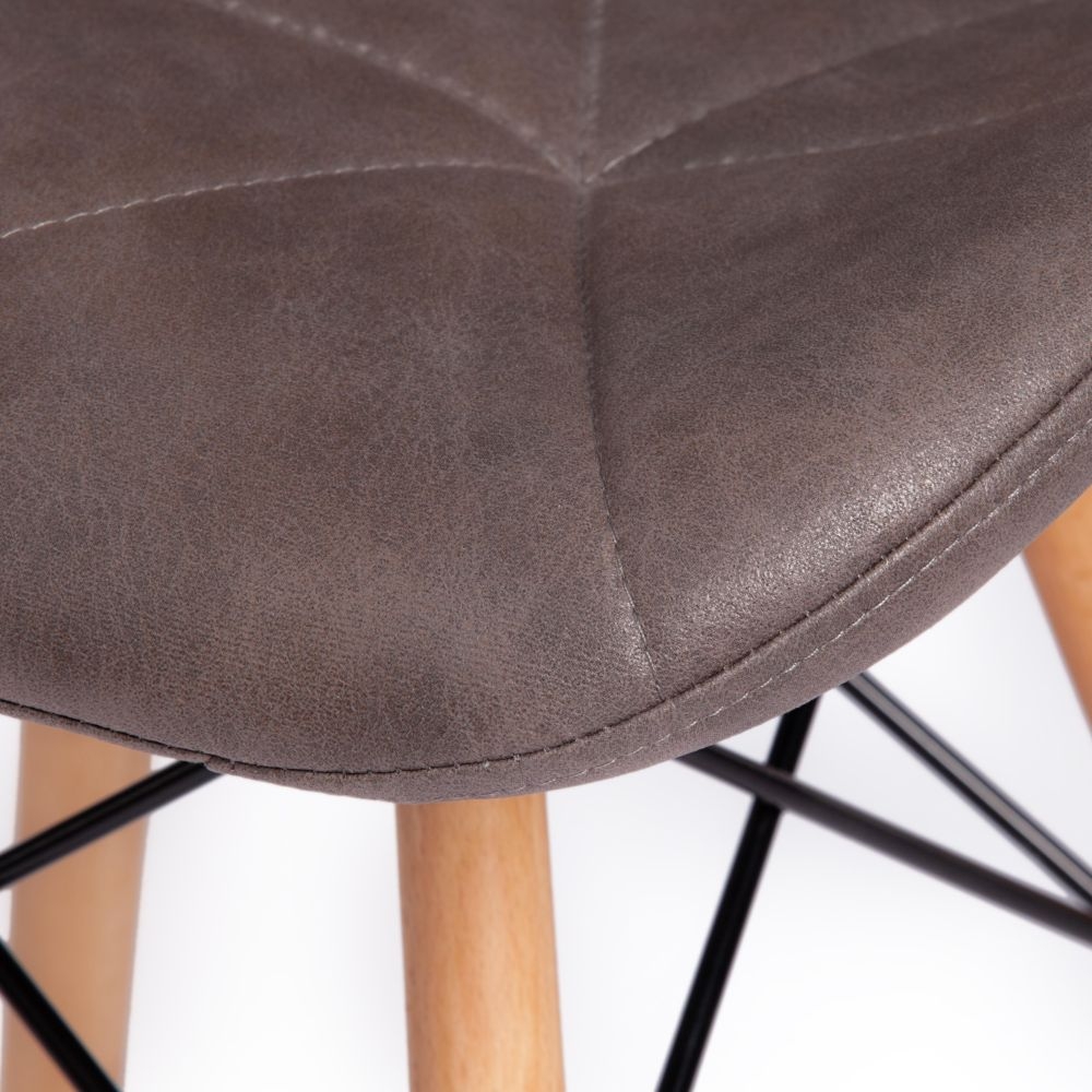 Стул STUTTGART (mod. 74) / 1 шт. в упаковке экокожа/дерево береза/металл, 50 х 47 х 73 см, античный серый RH02-26/натуральный