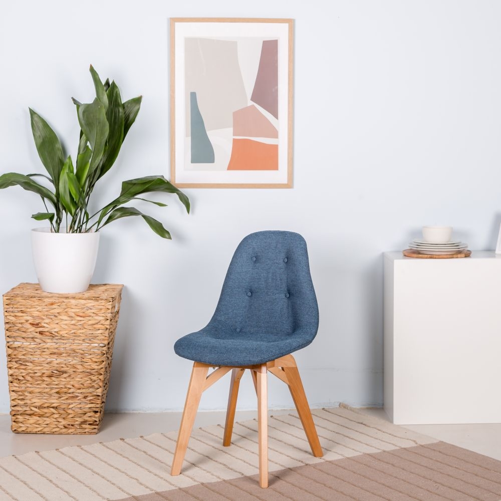 Стул EAMES Блю/Натуральный Дуб