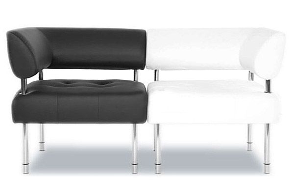 Диван двухместный Сантьяго 02 Черный/Белый (кожа)