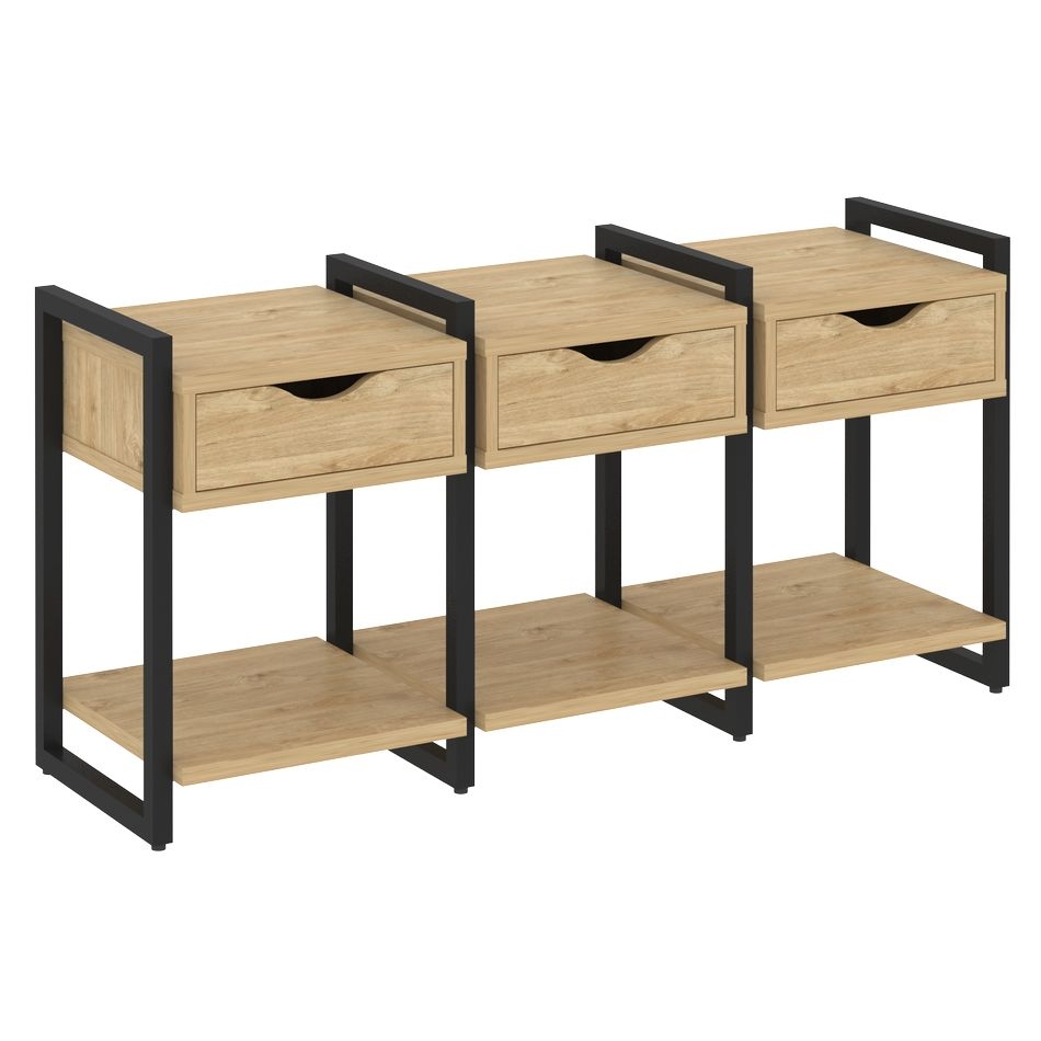 Тумба на регулируемых опорах наборная. Вариант №4 LOFT VR.L-TN-4.O Металл черный Тиквуд светлый