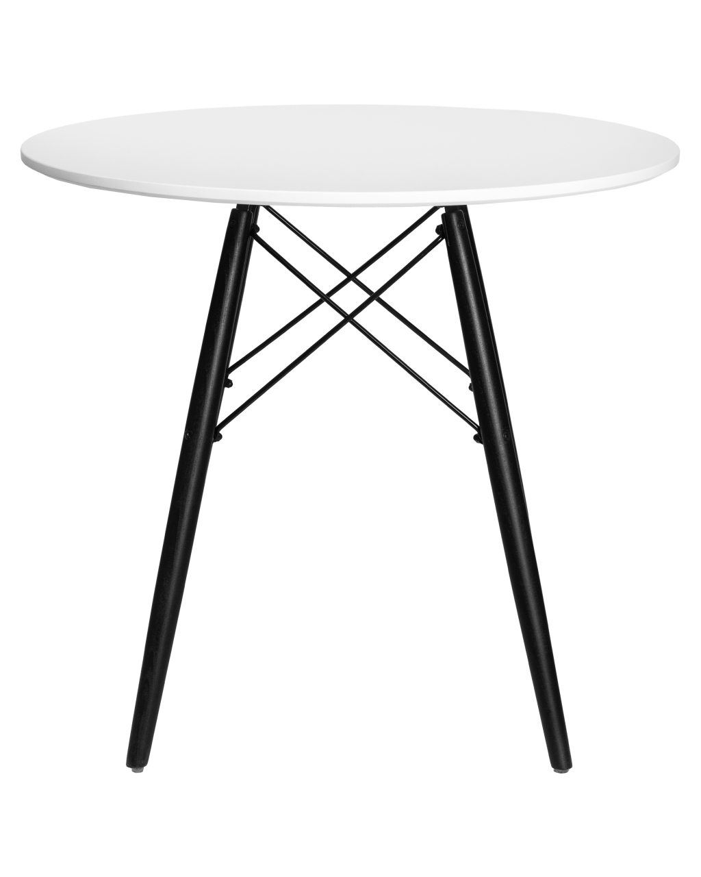 Стол обеденный DOBRIN CHELSEA 80 BLACK (столешница белая, основание черное)
