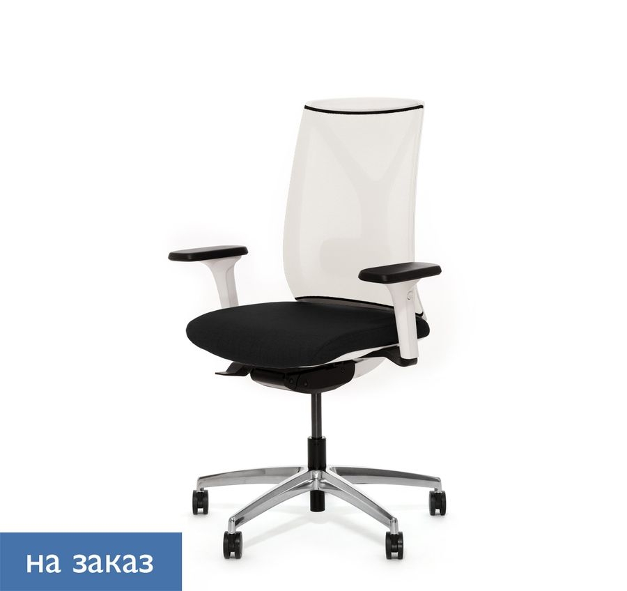 Кресло ДИОН В Меш В 870 4ДВ алум СЛВ 50 Черный Белый Хром / DION W Mesh W 4DW alum SLW