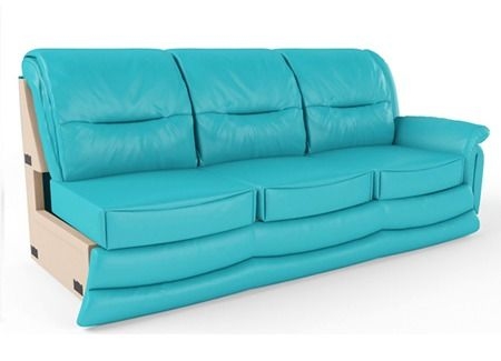 Секция трехместная с левым подлокотником Вавилон 3Б Ярко-голубая (кожа)