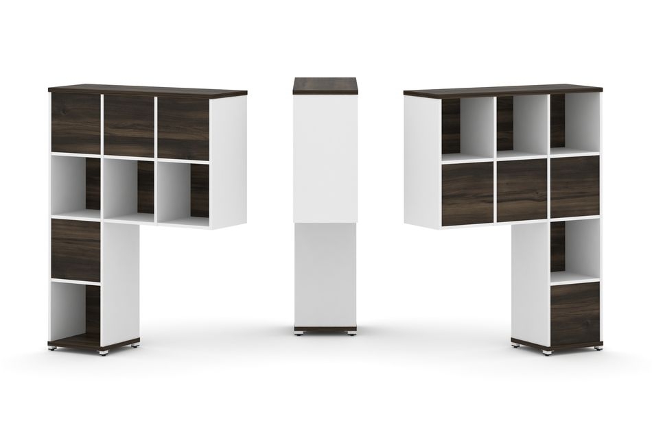 Надставка на стол высокая двухсторонняя + задняя стенка (8 шт.) CONCEPT CN.DNV-005 Дуб Мали Белый бриллиант Белый металл