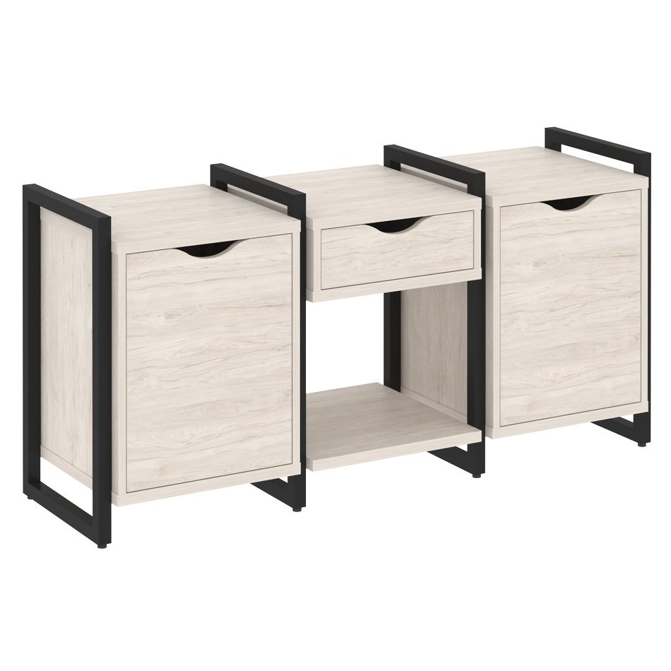 Тумба на регулируемых опорах наборная. Вариант №7 LOFT VR.L-TN-7.O Металл черный Денвер светлый