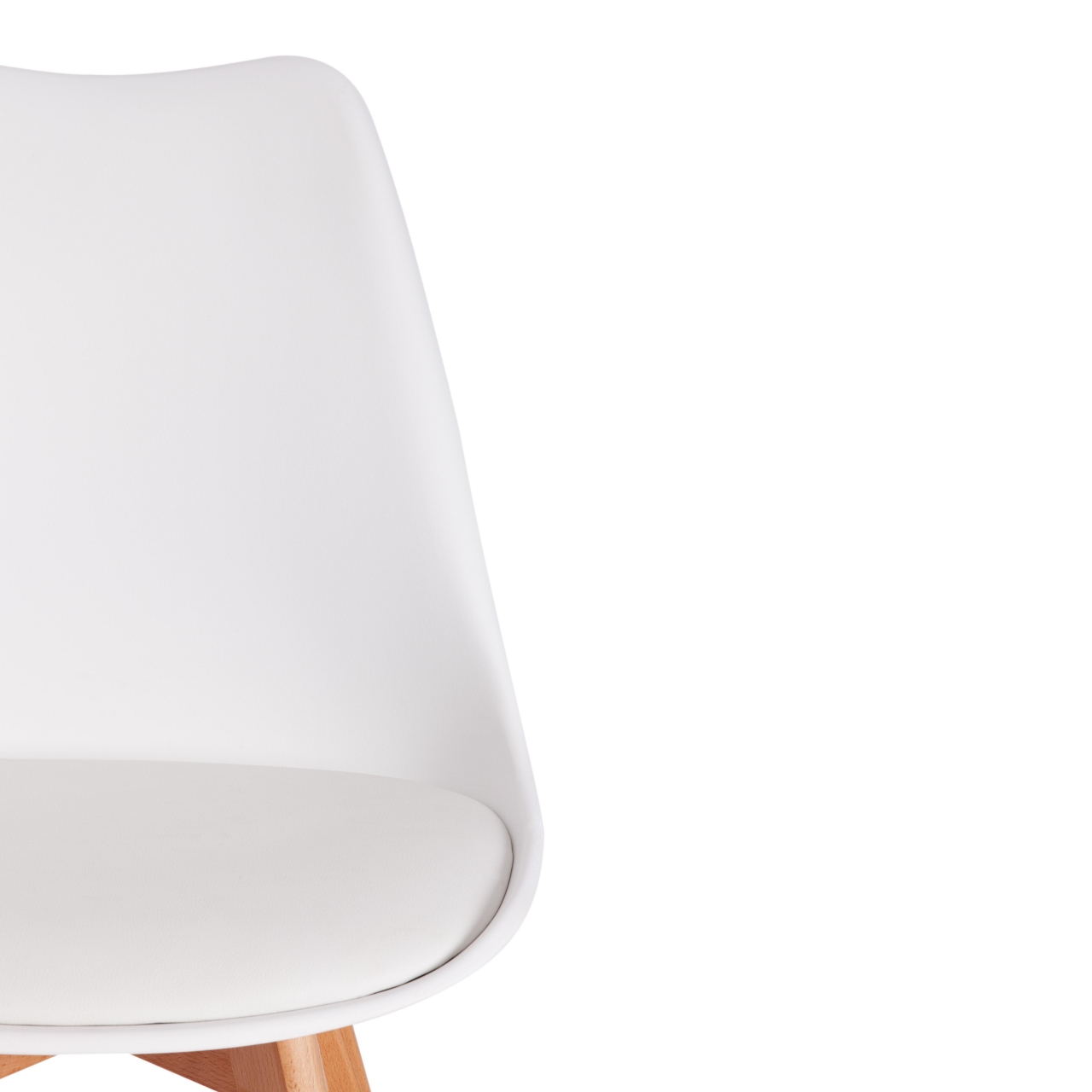 Стул TULIP (mod. 73) дерево/пластик/ПУ, 48.5*52.5*83cм, белый