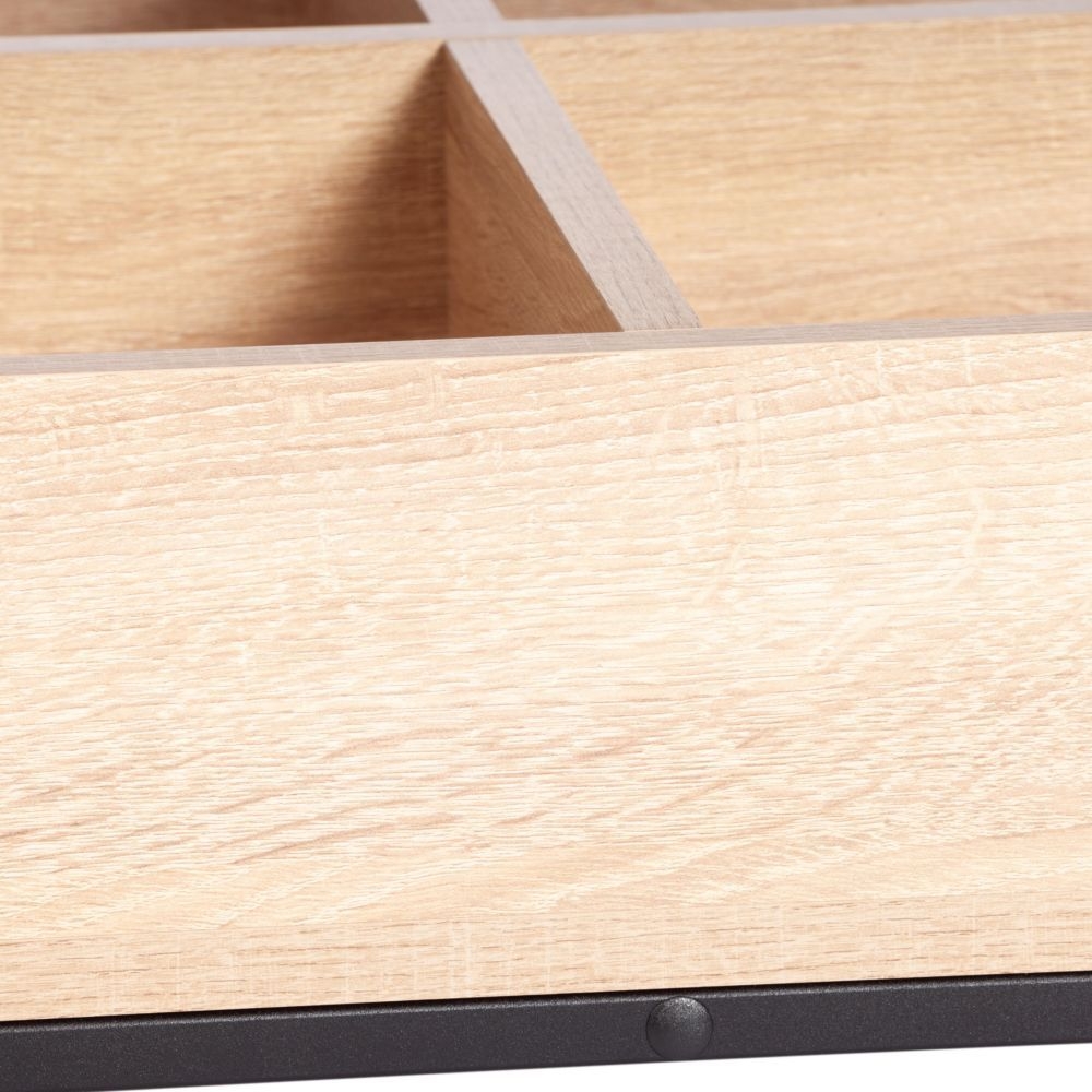 Журнальный стол Eclipse ЛДСП 16мм, стекло 4мм, металл 15x15мм, 60*60*46 см, Сонома/черный