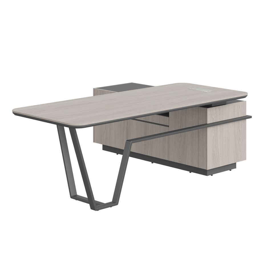 Стол руководителя левый Line СФ-571202.1 Дуб серый Черный графит