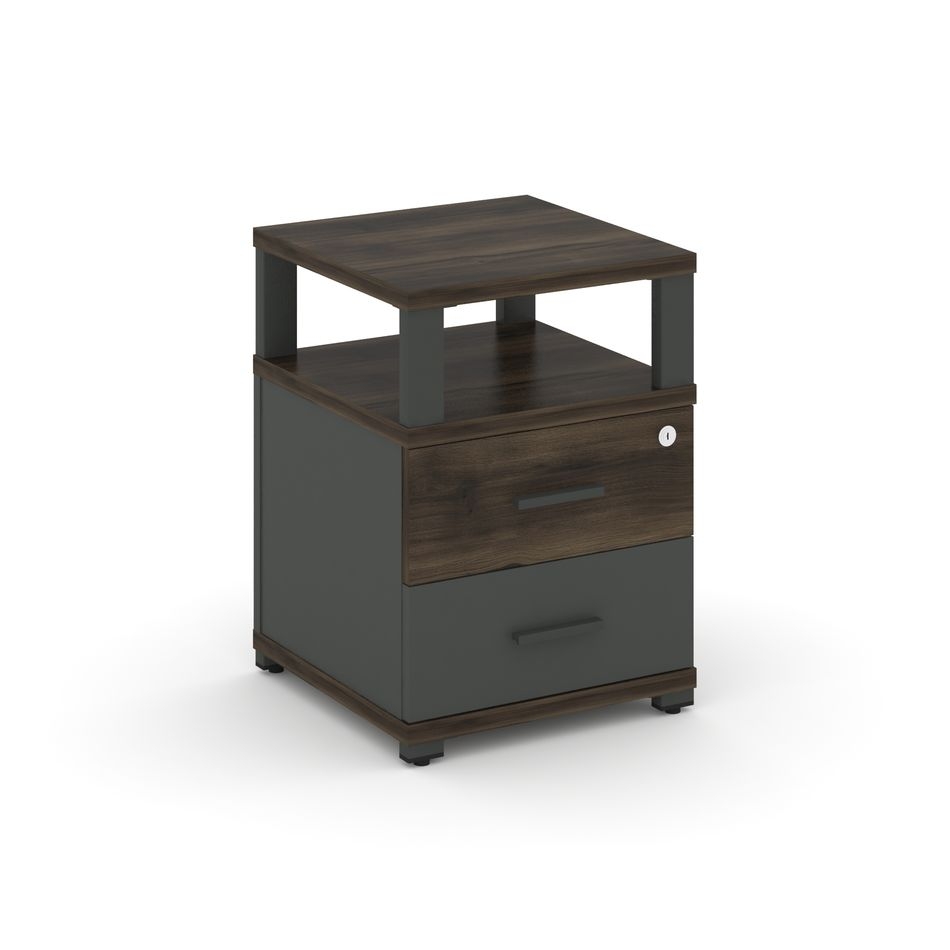 Тумба приставная с 2-мя ящиками и надставкой CONCEPT CN.TUP-002 B/W Дуб Мали Антрацит