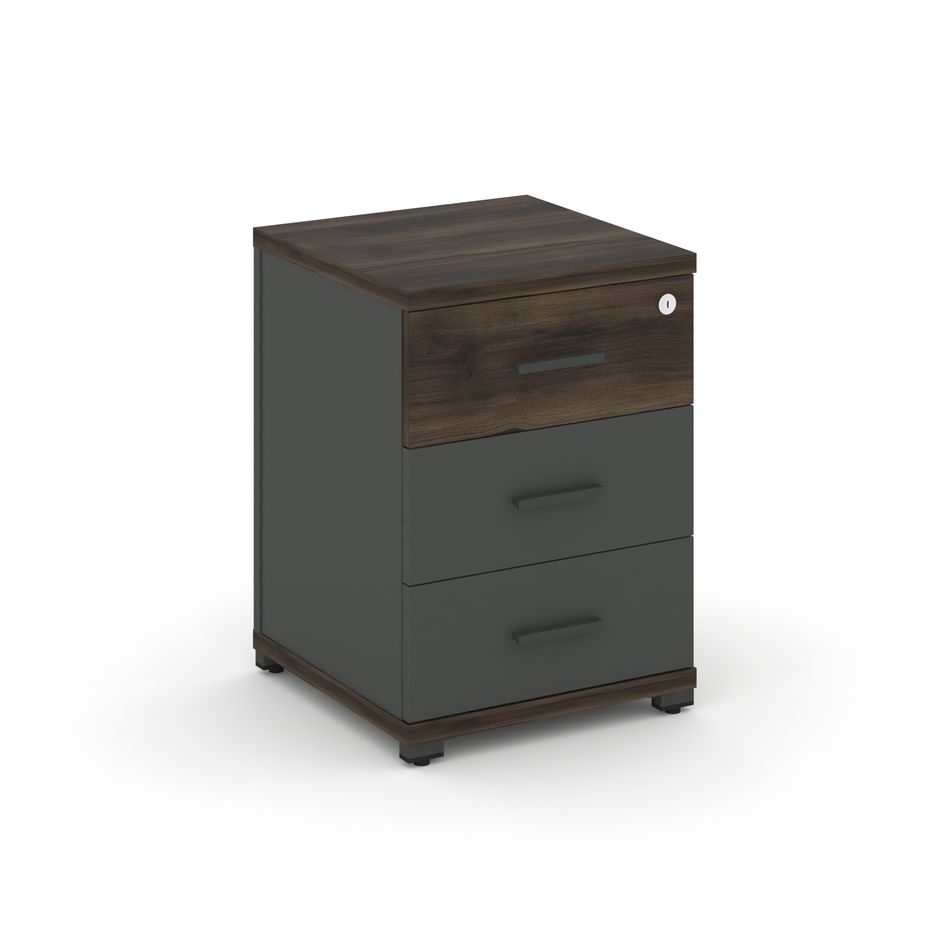 Тумба опорная/приставная с 3-мя ящиками CONCEPT CN.TUO-001 B/W Дуб Мали Антрацит