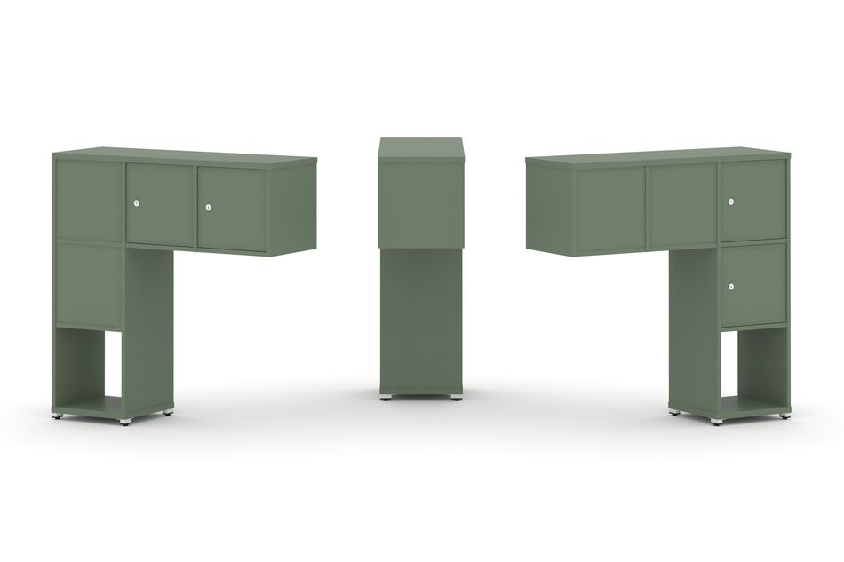 Надставка на стол низкая двухсторонняя + задняя стенка (4 шт.) + распашной фасад (4 шт.) CONCEPT CN.DNN-002 Кобо Белый металл