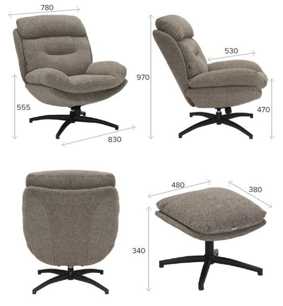 Кресло-реклайнер Everprof Kiwi Ткань Светло-коричневый