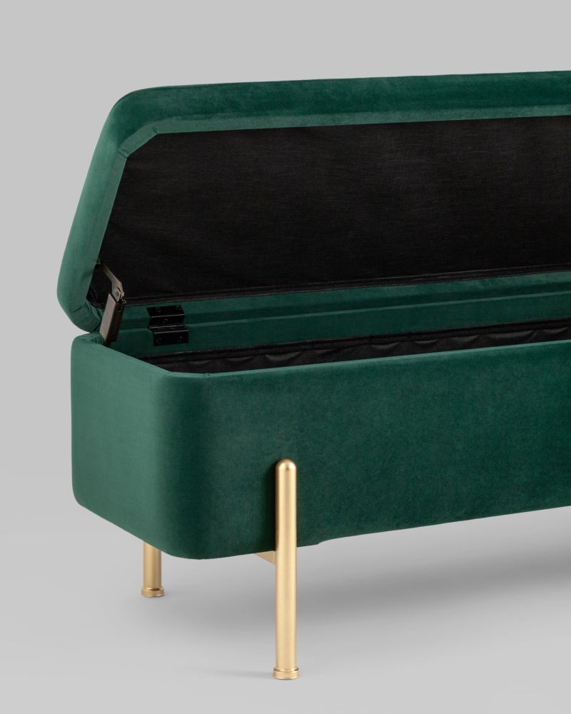 Банкетка Болейн с ящиком велюр Зеленый