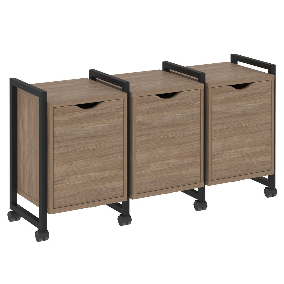 Тумба на колесных опорах наборная. Вариант №5 LOFT VR.L-TN-5.K Металл черный Дуб Аризона