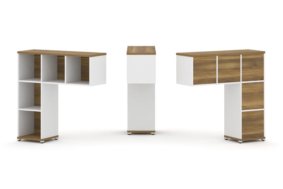 Надставка на стол низкая односторонняя + задняя стенка 5шт. CONCEPT CN.ONN-001 Сандал Янтарный Белый бриллиант Белый металл