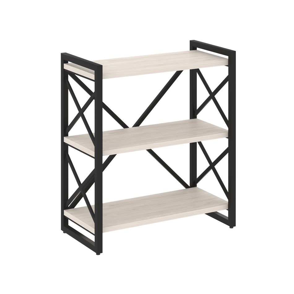 Стеллаж на регулируемых опорах - 3 полки LOFT VR.L-MST.O-3.8 Металл черный Денвер светлый