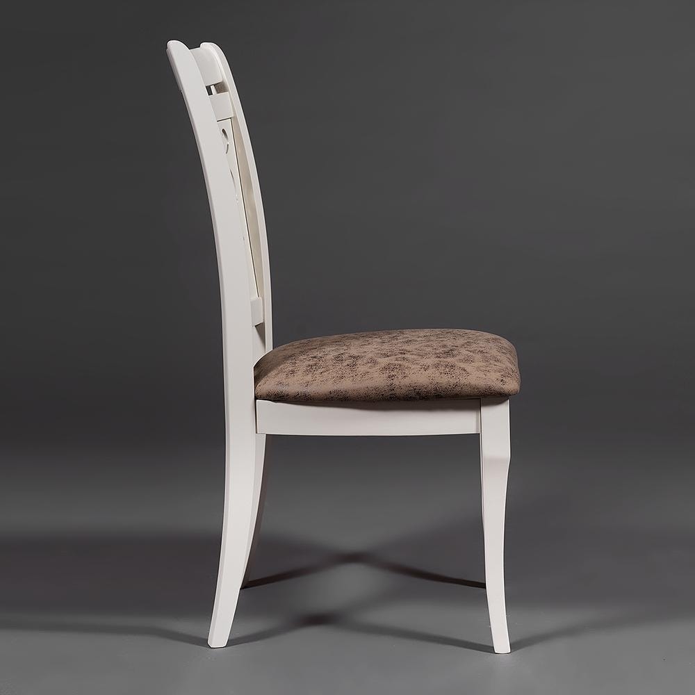 Стул Siena (SA-SC) дерево гевея, 46х59х98см, ivory white (слоновая кость 2-5), ткань античный коричневый 004-3