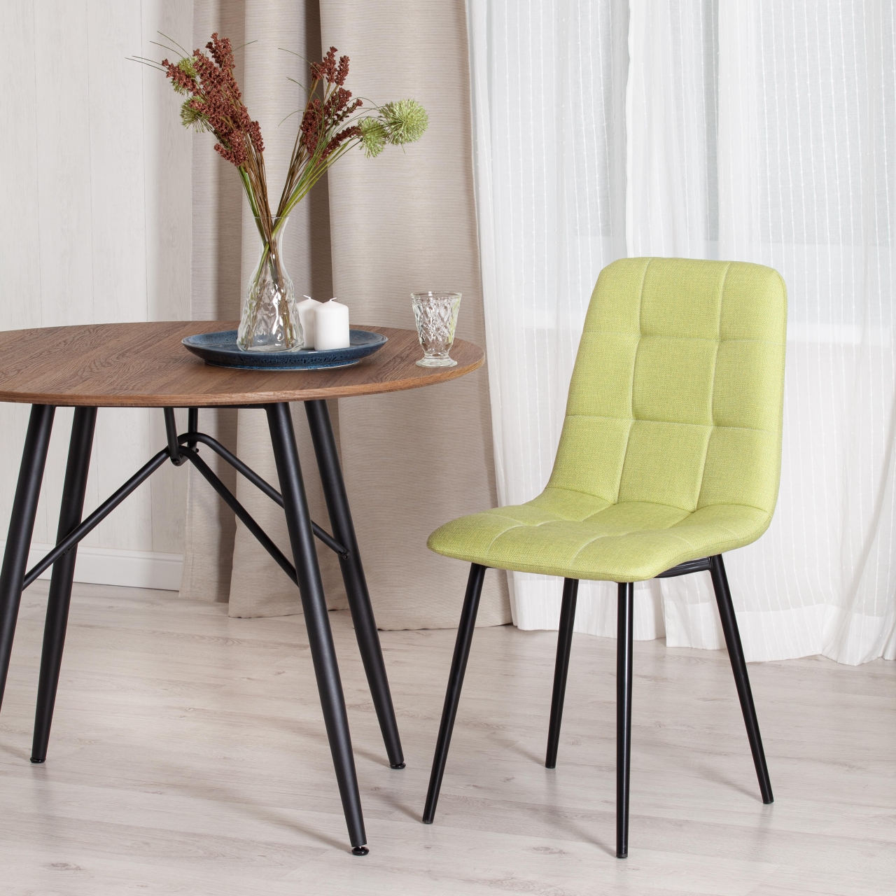 Стул CHILLY MAX ткань/металл, 45 х 54 х 90 см , фисташковый 64/черный