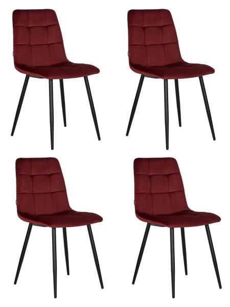 Стул обеденный DOBRIN CHILLY (Бордовый Holland 47, основание черное) 4 шт