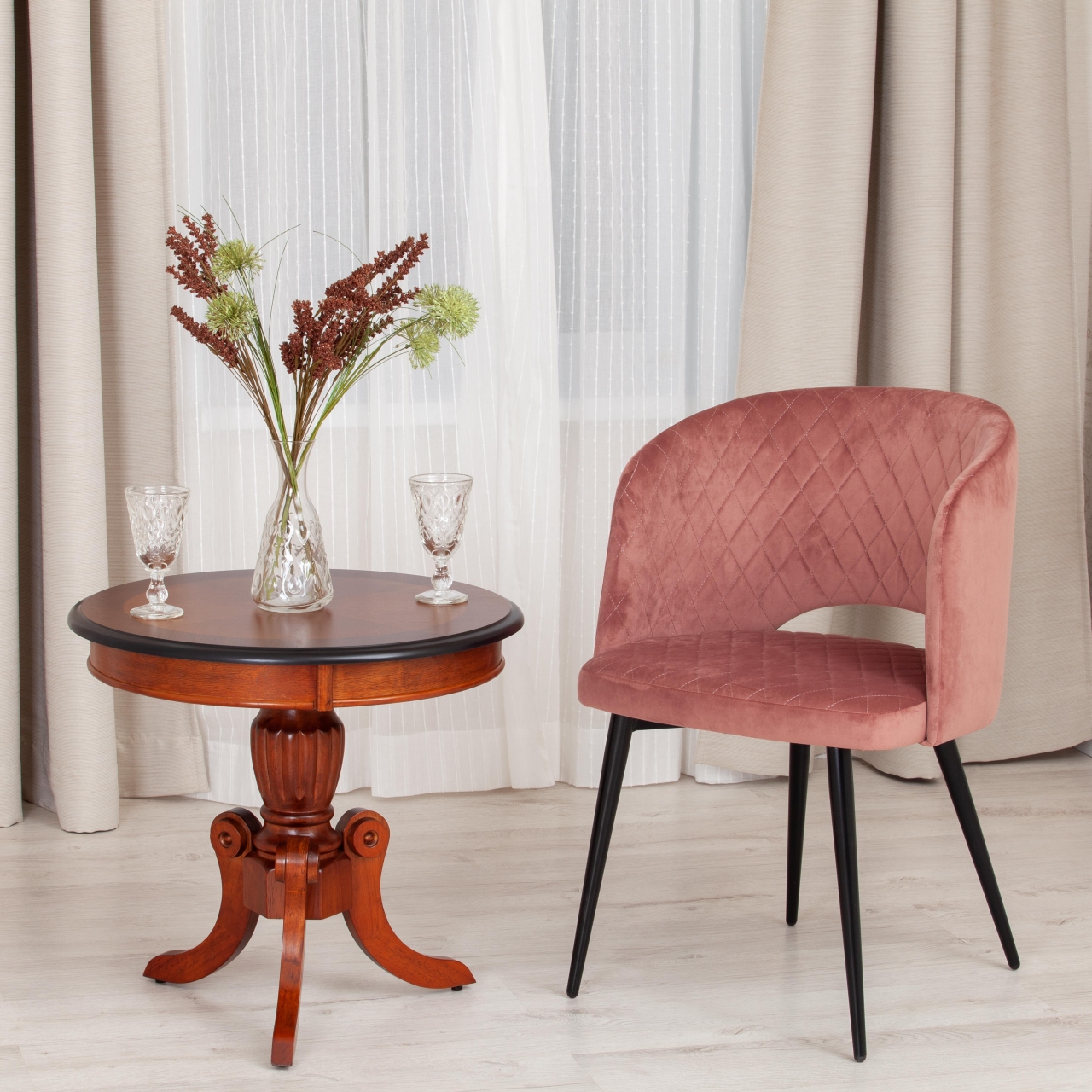 Кресло WIND (mod. 717) ткань/металл, 55х55х80 см, высота до сиденья 48 см, коралловый barkhat 15 /черный