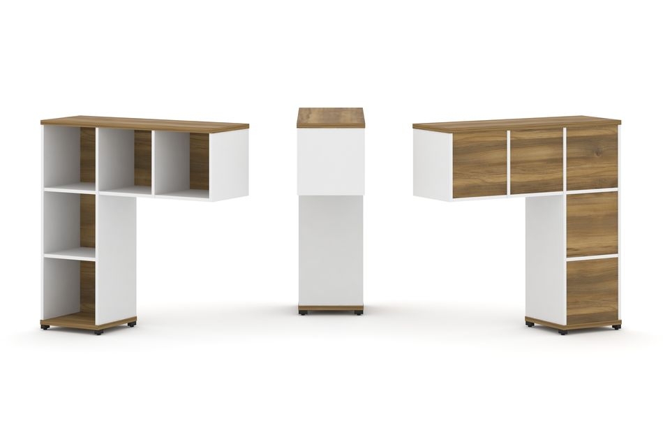 Надставка на стол низкая односторонняя + задняя стенка 5шт. CONCEPT CN.ONN-001 Сандал Янтарный Белый бриллиант Черный металл