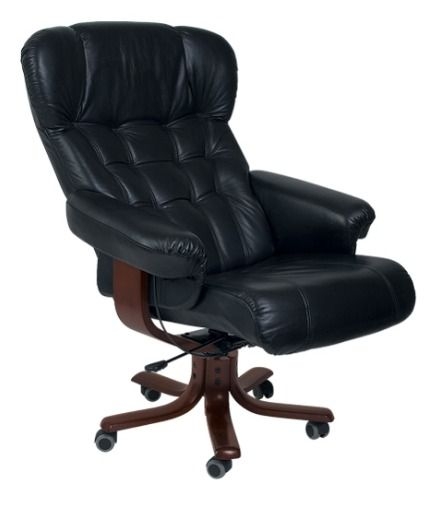 Кресло с высокой спинкой на крестовине Царь D100 экокожа Черное