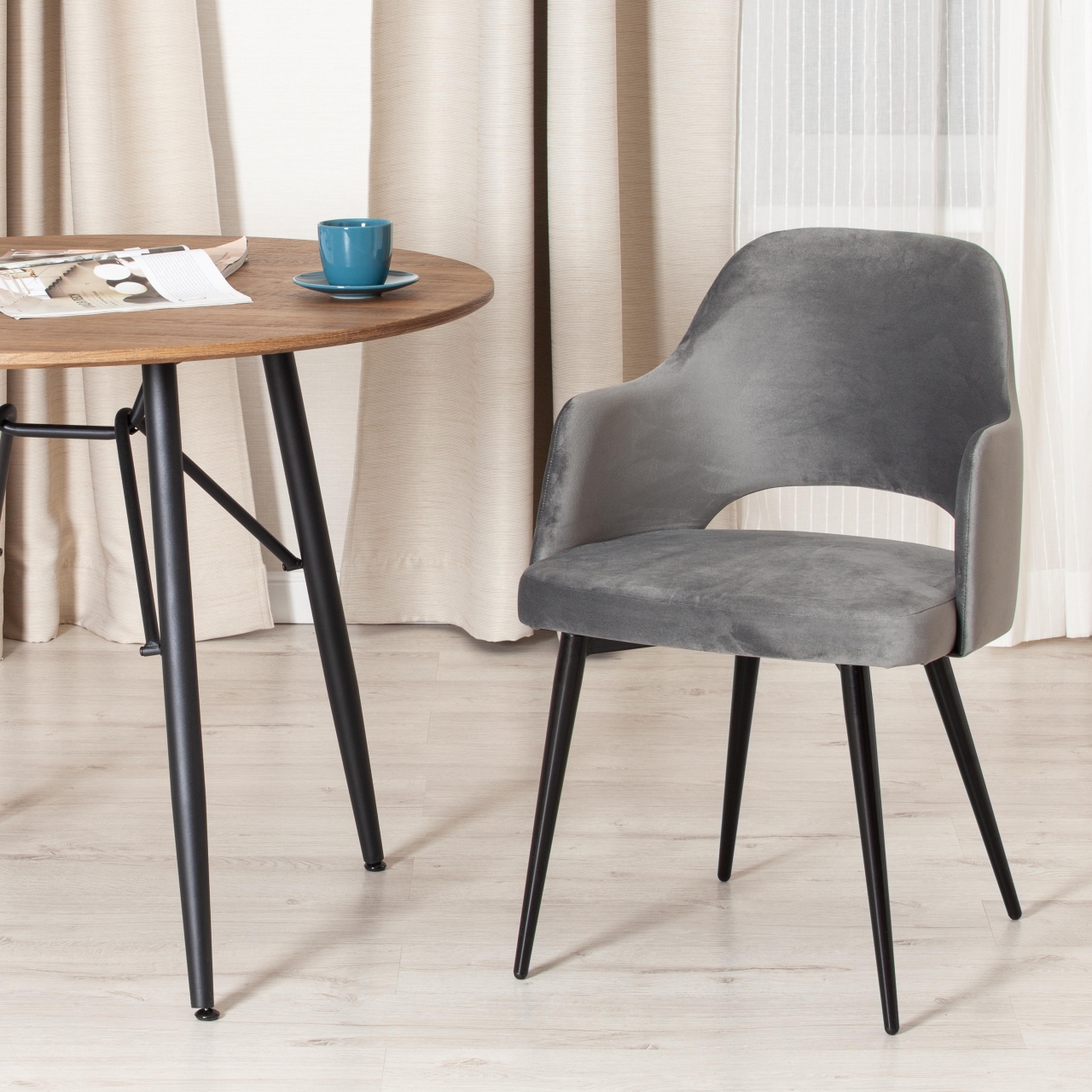 Кресло VALKYRIA 2 (mod. 718) ткань/металл, 55х55х80 см, высота до сиденья 48 см, серый barkhat 26/черный