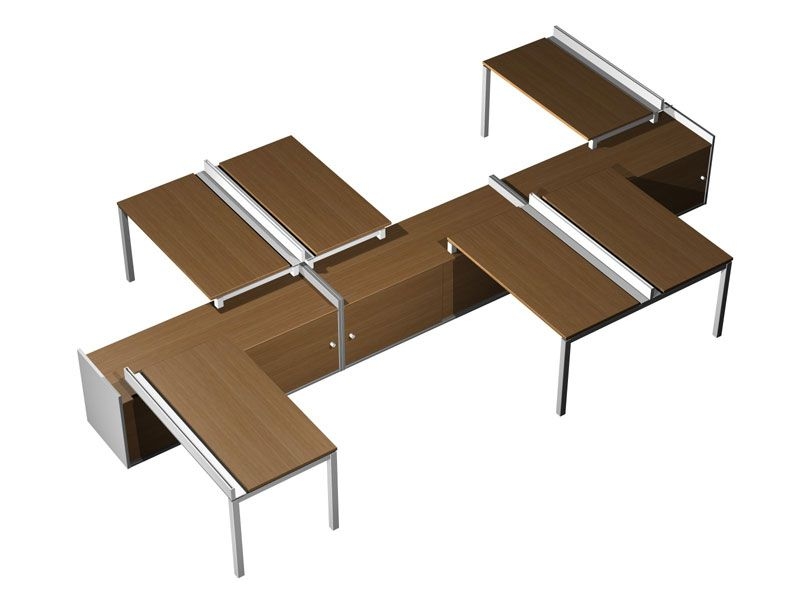 Рабочая станция (6x140) с ProSystem на 3-x опорных тумбах-купе Profiquadro КВ 0192 БН Орех ногаро/белый премиум