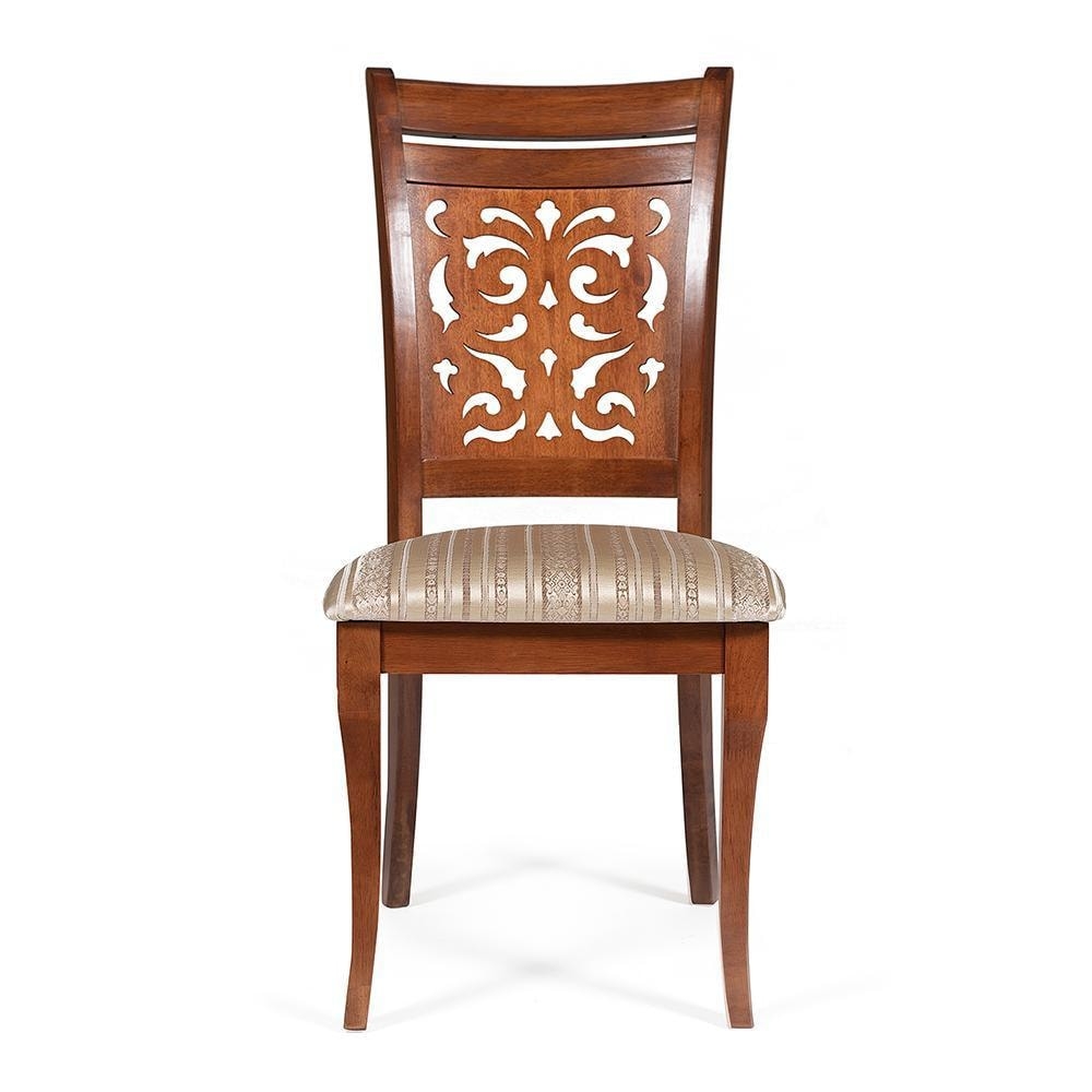 Стул Siena (SA-SC) дерево гевея, 46х59х98см, MAF Brown, ткань бежевая, рисунок золотистый (180-9)