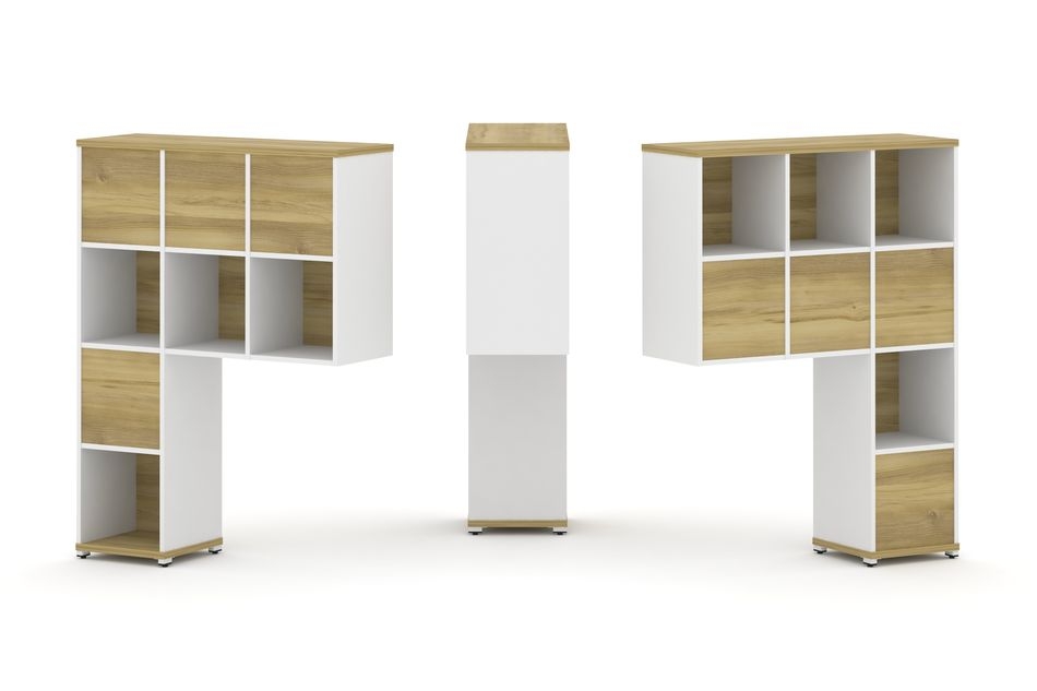 Надставка на стол высокая двухсторонняя + задняя стенка (8 шт.) CONCEPT CN.DNV-005 Дуб Винченцо Белый бриллиант Белый металл