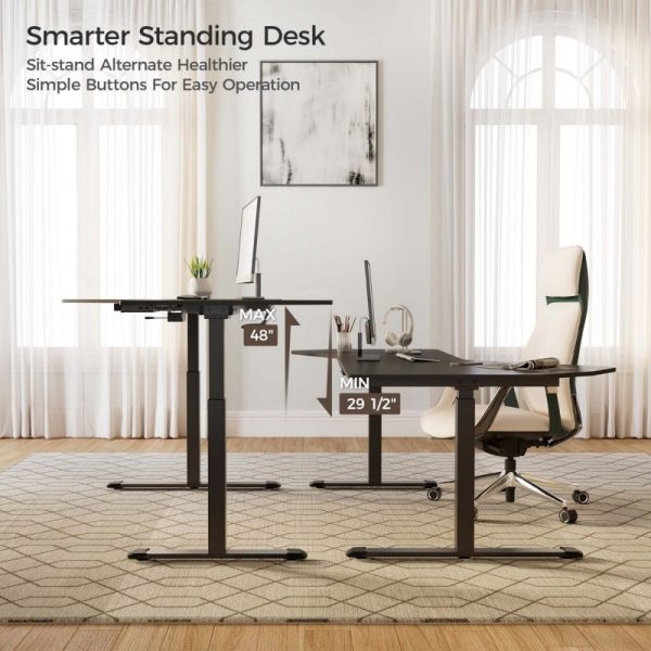 Стол компьютерный с электроприводом Eureka ERK-EDI-FS-MSW (Fan shaped), черный