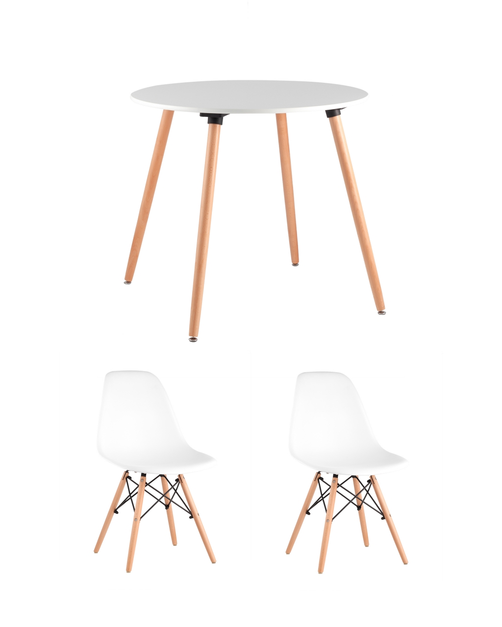 Обеденная группа Oslo Round WT, 2 стула Eames DSW Белые