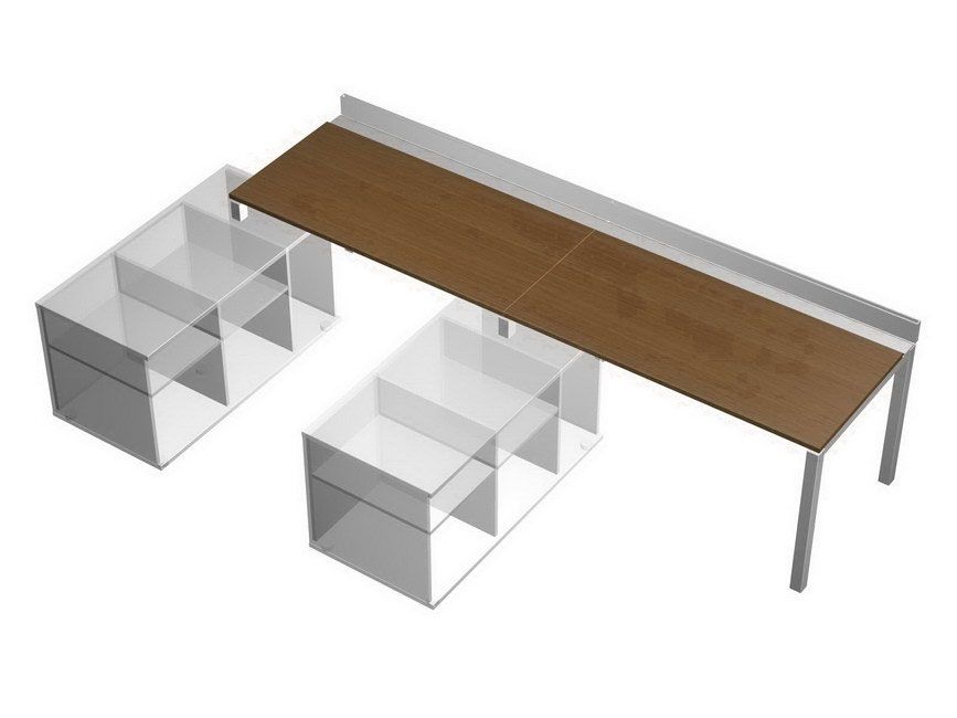 Рабочая станция (2х160) с ProSystem на 2-х опорных тумбах левых (без тумб) Profiquadro КВ 0120-2 Орех ногаро/белый премиум