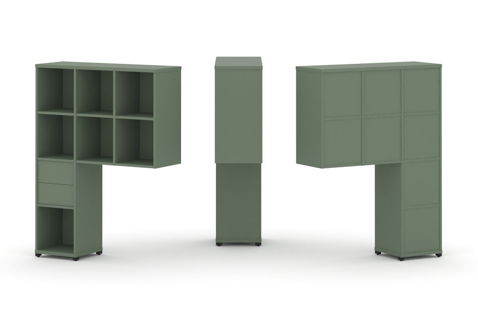 Надставка на стол высокая односторонняя + задняя стенка (8 шт.) + блок с 2-мя ящиками (1 шт.) CONCEPT CN.ONV-002 Кобо Черный металл