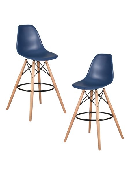 Стул барный DOBRIN DSW BAR (ножки светлый бук, цвет темно-синий (BE-12)) 2 шт