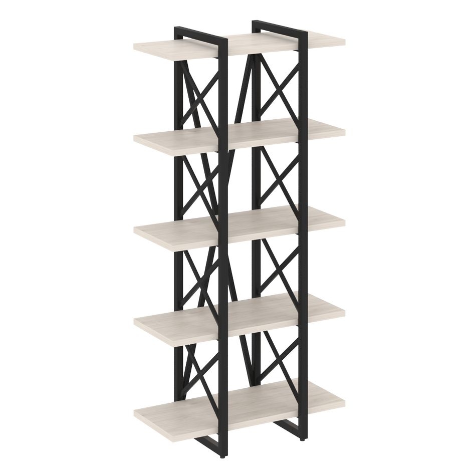 Стеллаж на регулируемых опорах - 5 полок LOFT VR.L-MST.O-5.4V Металл черный Денвер светлый