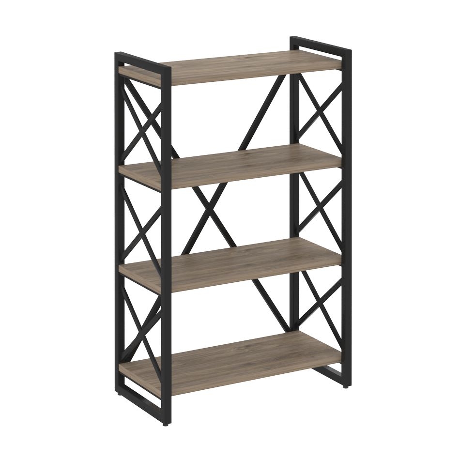 Стеллаж на регулируемых опорах - 4 полки LOFT VR.L-MST.O-4.8 Металл черный Тиквуд темный