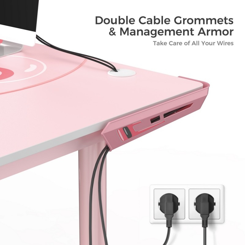 Стол письменный (для компьютера) угловой EUREKA ERK-L60L-PK-V2 (левый), розовый