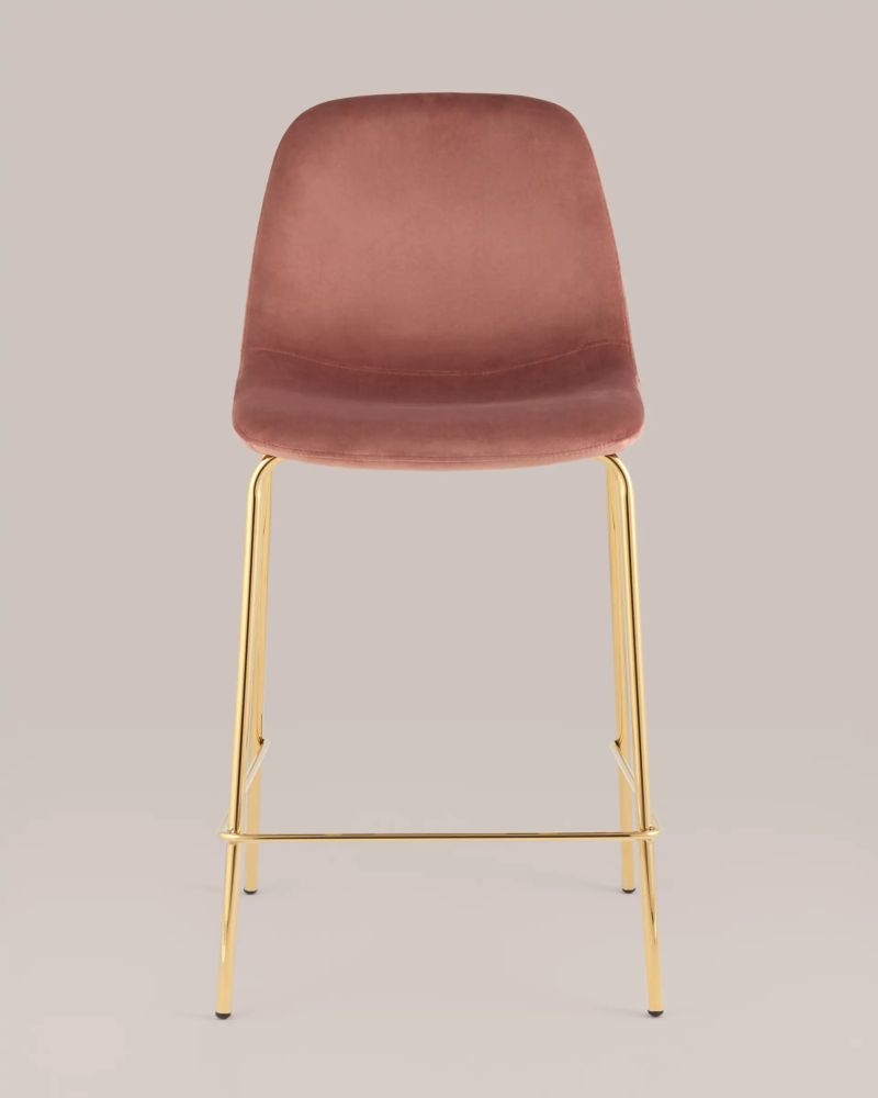 Стул полубарный Валенсия SN велюр Розовый золотые ножки