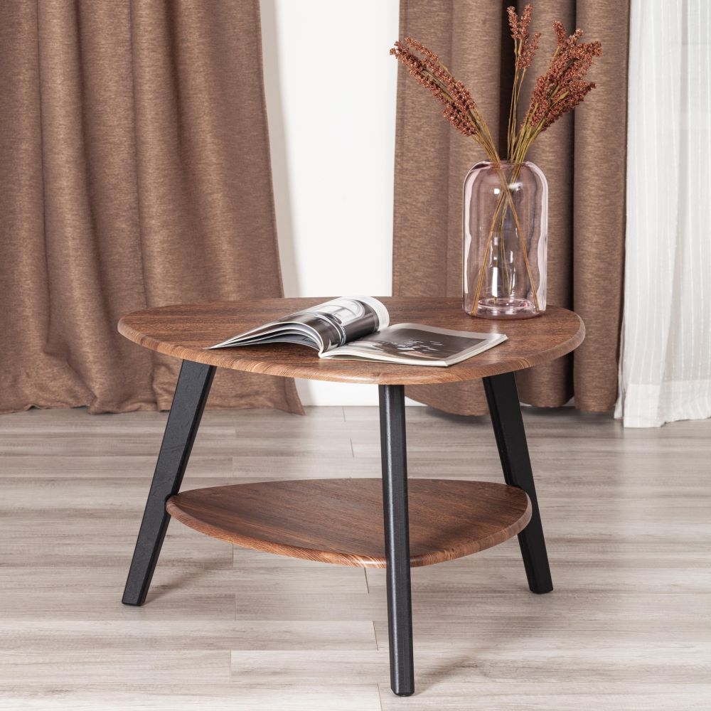 Журнальный стол FABIO мдф, 77х78х50 см, орех кантри/черный